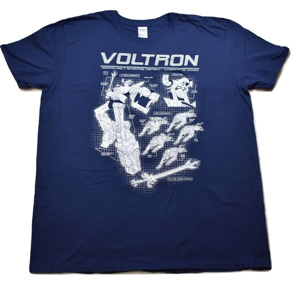 Voltron Mens Schematics Generation Three Lion Force Blue Shirt New Sizes XL-5XL - Picture 1 of 1